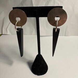 Wendy B signed sterling silver and ebony modernist geometric dangle earrings
